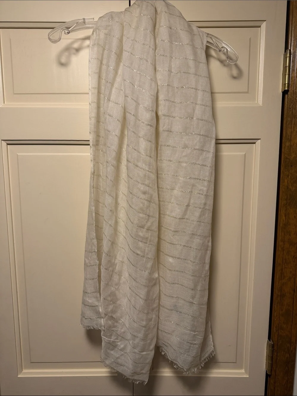 Talbots Cream Metallic-Thread Lightweight Scarf